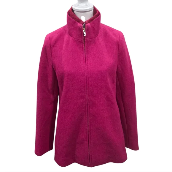 J Crew Wool Coat Wool Village Coat Classic Tailored Fuschia Pink Size 8 - Picture 2 of 11